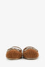 Gucci Brown Shearling Logo Horsebit Flats Size 39