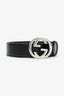 Gucci Black Leather Interlocking G Buckle Belt