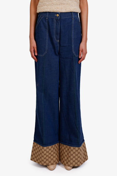 Gucci Blue Denim Wide Leg Jeans with GG Cuff Size 31 – Mine & Yours Gucci Blue Denim Wide Leg Jeans with GG Cuff Size 31 – Mine & Yours