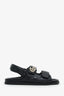 Gucci Black Leather 'Nappa' Embossed GG Logo Sandals Size 38.5