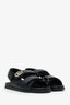 Gucci Black Leather 'Nappa' Embossed GG Logo Sandals Size 38.5
