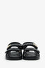 Gucci Black Leather 'Nappa' Embossed GG Logo Sandals Size 38.5