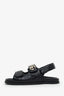Gucci Black Leather 'Nappa' Embossed GG Logo Sandals Size 38.5