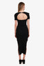 Self Portrait Black Ribbed Halter/Lace Detailed Maxi Dress Size M