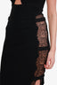 Self Portrait Black Ribbed Halter/Lace Detailed Maxi Dress Size M