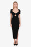 Self-Portrait Black Ribbed Halter/Lace Detailed Maxi Dress Size M