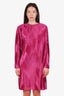 Givenchy Pink Zig-Zag Chevron Pleated Satin Shift Mini Dress Size 36