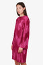 Givenchy Pink Zig-Zag Chevron Pleated Satin Shift Mini Dress Size 36