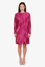 Givenchy Pink Zig-Zag Chevron Pleated Satin Shift Mini Dress Size 36