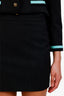 Pre-Loved Chanel™ 94P Black/Blue Wool Single Breasted Jacket + Mini Skirt Set Size 40