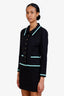 Pre-Loved Chanel™ 94P Black/Blue Wool Single Breasted Jacket + Mini Skirt Set Size 40