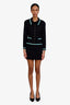 Pre-Loved Chanel™ 94P Black/Blue Wool Single Breasted Jacket + Mini Skirt Set Size 40