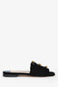 Stuart Weitzman Black Suede Ariel Pleated Studded Bow Flats Size 36.5