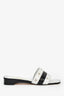 Pre-Loved Chanel™ White/Black Leather Interlocking CC Logos Sandals Size 36.5