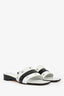 Pre-Loved Chanel™ White/Black Leather Interlocking CC Logos Sandals Size 36.5