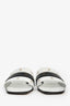 Pre-Loved Chanel™ White/Black Leather Interlocking CC Logos Sandals Size 36.5
