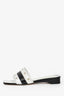 Pre-Loved Chanel™ White/Black Leather Interlocking CC Logos Sandals Size 36.5