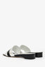 Pre-Loved Chanel™ White/Black Leather Interlocking CC Logos Sandals Size 36.5