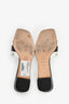 Pre-Loved Chanel™ White/Black Leather Interlocking CC Logos Sandals Size 36.5