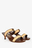 Pre-Loved Chanel™ Brown Leather Raffia Interlocking CC Rattan Sandals Size 36.5