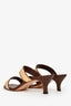 Pre-Loved Chanel™ Brown Leather Raffia Interlocking CC Rattan Sandals Size 36.5