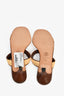 Pre-Loved Chanel™ Brown Leather Raffia Interlocking CC Rattan Sandals Size 36.5