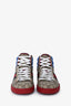 Gucci Beige GG Supreme Red Midsole Blue Nylon High Top Sneakers Size 13 Mens