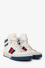 Gucci Off-White Leather Navy/Web High Top Sneakers Size 11 Mens