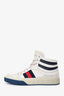 Gucci Off-White Leather Navy/Web High Top Sneakers Size 11 Mens
