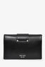 Prada Black Leather Ribbon Metal Logo Shoulder Bag