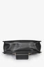 Prada Black Leather Ribbon Metal Logo Shoulder Bag