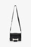 Prada Black Leather Ribbon Metal Logo Shoulder Bag