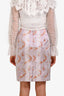 Miu Miu 2015 Purple Silk Floral Print Ruffle Detail Midi Skirt Size 40