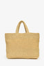 Prada Beige/Black Raffia Triangle Logo Tote