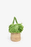 Miu Miu Green/Brown Raffia Logo Fringe Tote