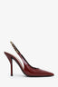 Gucci Red Patent Chain-Embellished Signoria 45MM Slingback Pumps Size 37.5