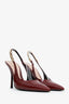 Gucci Red Patent Chain-Embellished Signoria 45MM Slingback Pumps Size 37.5