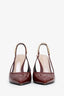 Gucci Red Patent Chain-Embellished Signoria 45MM Slingback Pumps Size 37.5