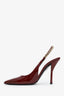 Gucci Red Patent Chain-Embellished Signoria 45MM Slingback Pumps Size 37.5
