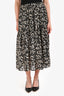 Ba&sh Black/White Printed Ruffled Midi Skirt Size 40