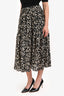 Ba&sh Black/White Printed Ruffled Midi Skirt Size 40