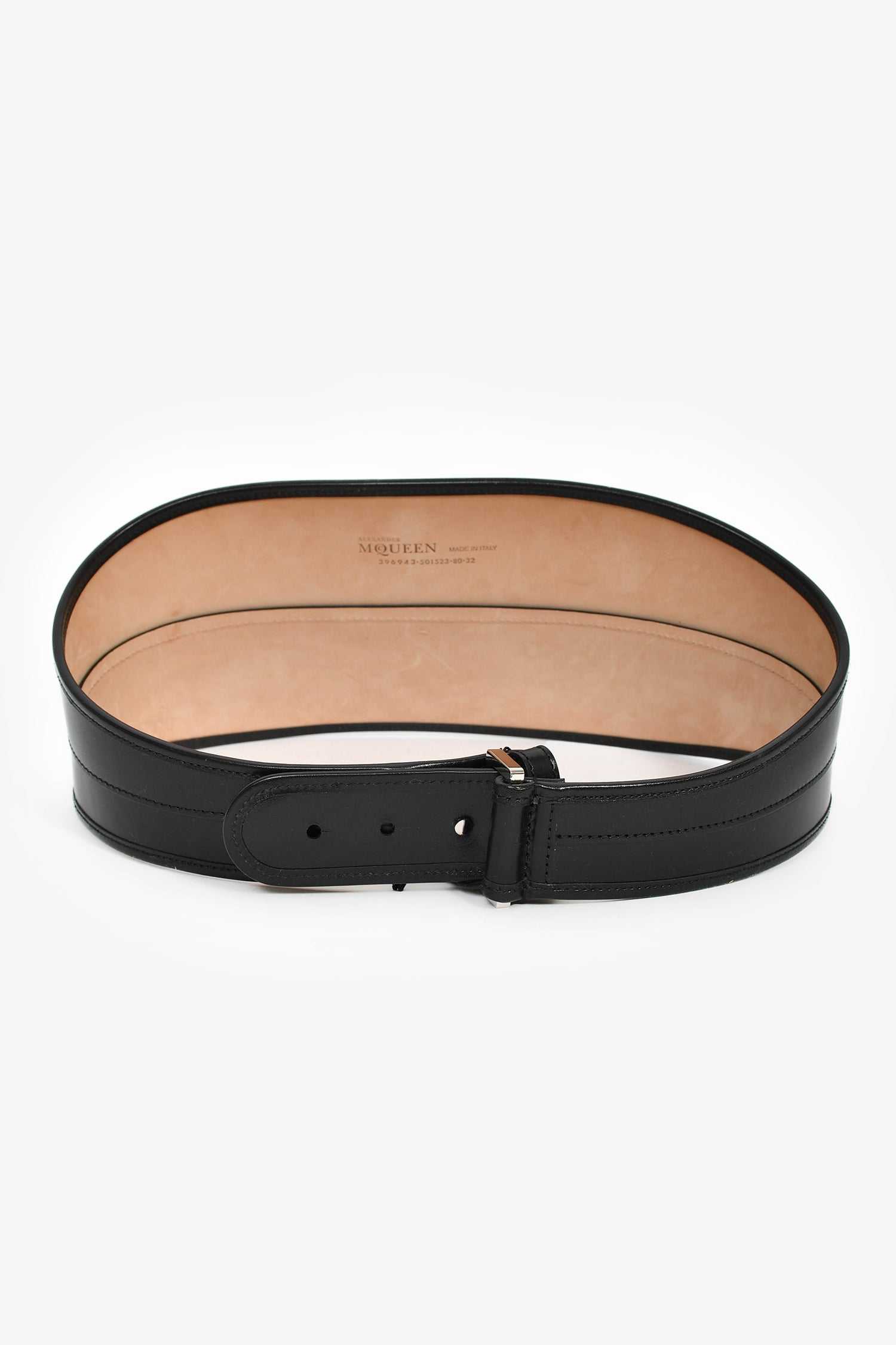 Alexander McQueen Black Leather Wide 'Bridle' Belt Size 80 – Mine