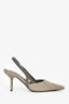 Brunello Cuccinelli Grey Suede Beaded Slingback Heels Size 39