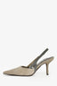 Brunello Cuccinelli Grey Suede Beaded Slingback Heels Size 39