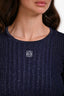 Loewe Blue Iridescent Ribbed Knit 'Lurex' Long Sleeve Top Size S