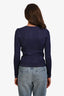 Loewe Blue Iridescent Ribbed Knit 'Lurex' Long Sleeve Top Size S