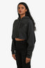 Loewe Charcoal Cotton Anagram Long Sleeve Cropped Hoodie Size XS