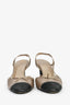 Pre-Loved Chanel™ Taupe/Black Leather Slingback CC Rounded Heels Size 38