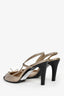 Pre-Loved Chanel™ Taupe/Black Leather Slingback CC Rounded Heels Size 38