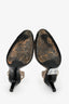 Pre-Loved Chanel™ Taupe/Black Leather Slingback CC Rounded Heels Size 38